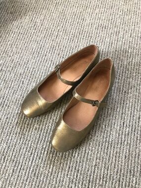 Madewell Delilah gold metallic Mary Jane shoes 8.5